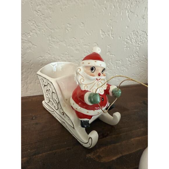 *Rare Holt Howard 1959 Santa W/Sleigh & 2 Starburst Reindeer Candleholders Japan - Picture 4 of 6
